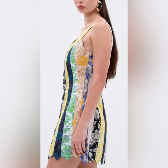 NWT Akira tie detail accent Multicolor Striped V-Neck mini Dress - Picture 4 of 6